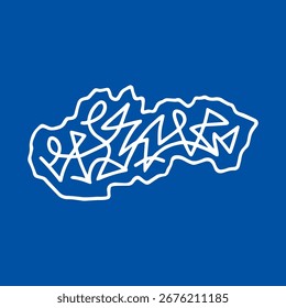 Abstract Scribble Map of Slovakia. Minimalist vector design for travel, culture, and creative projects.