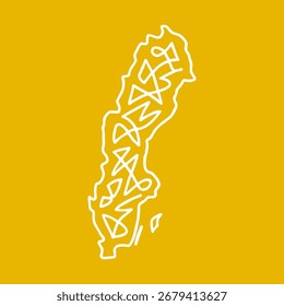 Abstract Scribble Map of Sweden. Minimalist vector design for travel, culture, and creative projects.