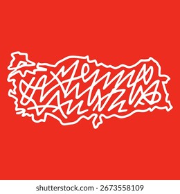 Abstract Scribble Map of Turkey. Minimalist vector design for travel, culture, and creative projects.