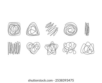 Conjunto de Elementos de Lápis de Rabisco Abstrato