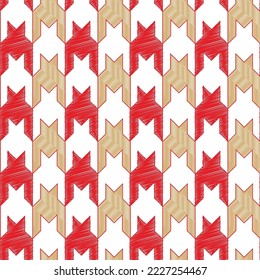 Abstract Scribble Style Houndstooth Checkered Plaid Seamless Pattern Trendy Fashion Colors Perfect for Allover Fabric Print or Wrapping Paper Red Brown Tones