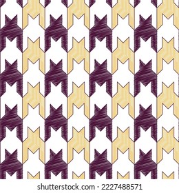 Abstract Scribble Style Houndstooth Checkered Plaid Seamless Pattern Trendy Fashion Colors Perfect for Allover Fabric Print or Wrapping Paper Dark Purple Ecru Tones