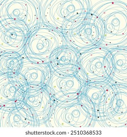 Modelo de Rabisco Abstrato. Papel de parede de rabisco artístico azul. Fundo de Rabisco Artístico. Hachura Aleatória Da Caneta. Padrão De Rastreamento Emaranhado. Espiral de Acidente Vascular Encefálico.