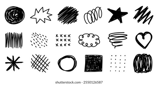 Abstract Scribbles Doodle Line Art Set 