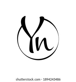 Abstract Script Circle YN letter Logo Design vector Template