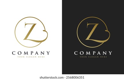 Abstract script gold premium luxury letter Z logo design