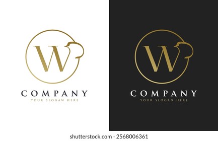 Abstract script gold premium luxury letter W logo design