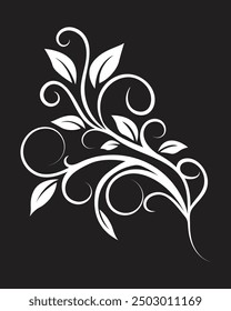 Abstract scroll leaf branch ornament. Vector illustration