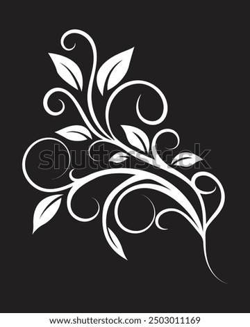 Abstract scroll leaf branch ornament. Vector illustration
