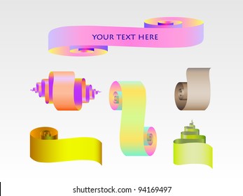 abstract scroll paper ribbon vector set for your design