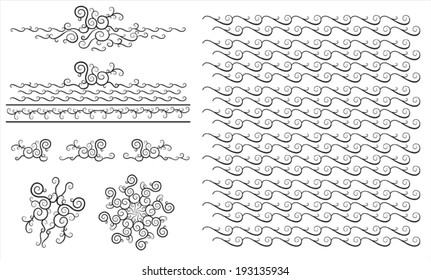 Abstract scroll shape design, swan, wave pattern etc