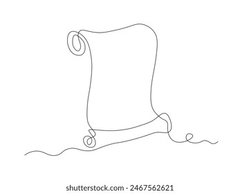 abstract scroll,manuscript,papyrus ,logo,continuous single line art hand drawing sketch