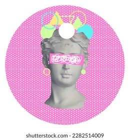 Abstract sculpture woman portrait. A bright modern face with a contemporary element.Template design.Vector flat