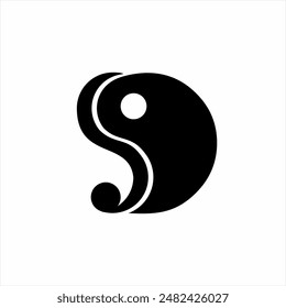 Abstract SD letter logo design with Yin and Yang concept.