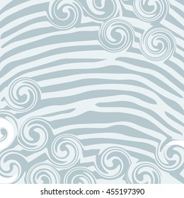 Abstract sea background. Blue with white graphic pattern. Decorative design element.