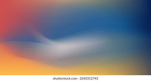 Fundo abstrato do mar. Banner de vetor de cor azul profundo, laranja e vermelho. Padrão de gradiente do pastel. 