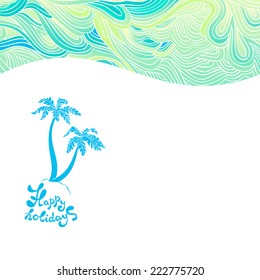abstract sea background with palms