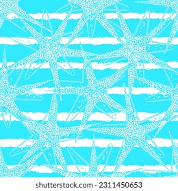 Resumen del fondo marino. Patrón vectorial sin foco con pez estrella. Perfecto para plantillas de diseño, papel pintado, envoltura, tela y textil.