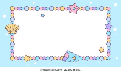 Abstract sea background vector illustration. Abstract cute background. Decoration banner themed Lol surprise doll girlish style. Invitation card template with pearles, shells, sea stars