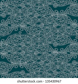 Abstract sea background, wave theme fashion seamless pattern, monochrome vector wallpaper, creative vintage fabric, fantasy blue wrapping with wave ornaments, summer, maritime theme for design