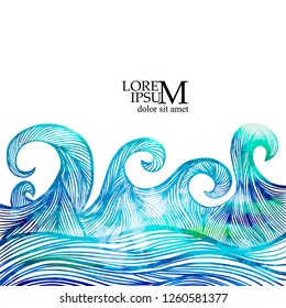 Abstract sea background with waves. Vector