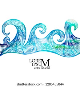 Abstract sea background with waves. Vector