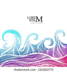 Abstract sea background with waves. Vector