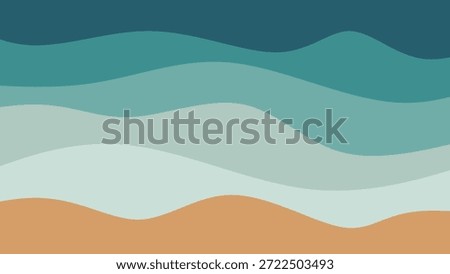 Abstract sea beach background with wavy layers. Minimalist flat landscape of ocean waves and sand. Summer nature vector illustration for wallpaper or banner.