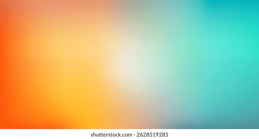 Ilustração abstrata da praia do mar. Modelo de férias de verão fora de foco. Textura borrada quente e fria. Banner gradiente azul, verde, amarelo e laranja.