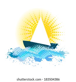 Abstract sea boat. Vector