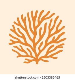 Abstract Sea Coral Vector Icon. Seaweed Organic Silhouette for Contemporary Summer Design, Logo, Print. Boho Hand Drawn Reef Form. Modern Poster with Irregular Cutout Coral Shape. Naive Art Style