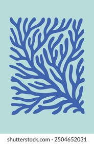 Abstract Sea Coral Vector Icon. Seaweed Organic Silhouette for Contemporary Summer Design, Logo, Print. Boho Hand Drawn Reef Form. Modern Poster with Irregular Cutout Coral Shape. Naive Art Style