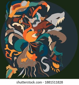 Abstract sea creature vector graphic illustration