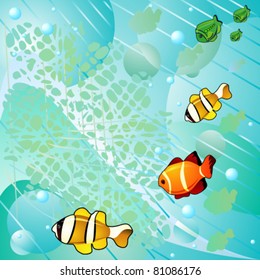 Abstract sea and fish