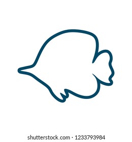 Abstract sea fish icon in thin line style.
