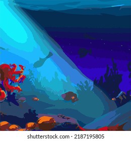 An abstract sea full of creatures