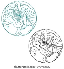 abstract sea illustration  path black and turquoise