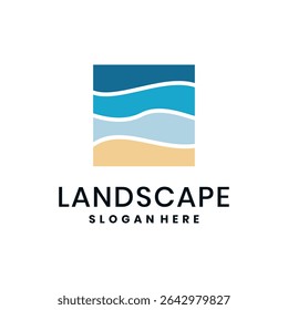 Abstract sea landscape design logo template