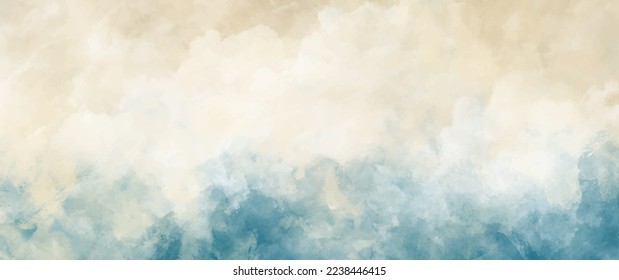 Abstract sea landscape wall art vector background. Sky, clouds and storm. Sea decoration collection design for interior, flyers, poster, cover, banner. Modern hand draw painting for design interior.	