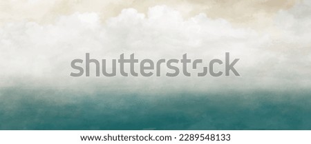Abstract sea landscape wall art vector background. Sky, clouds and storm. Sea decoration collection design for interior, flyers, poster, cover, banner. Modern hand draw painting for design interior.	