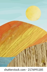 abstract sea, mountains landscape   vector background illustration  