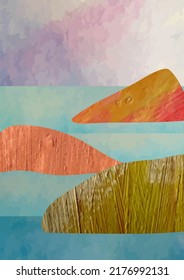abstract sea, mountains landscape   vector background illustration  