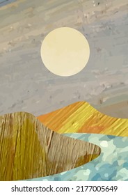 abstract sea, mountains landscape   vector background illustration  