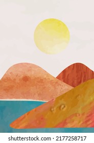 abstract sea, mountains landscape   vector background illustration  