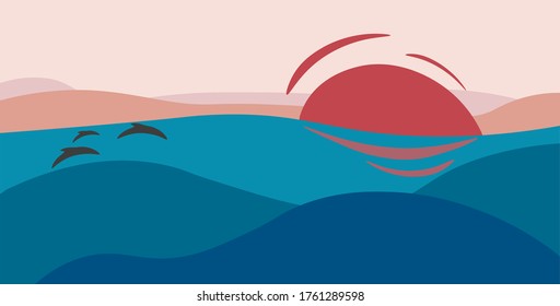 Abstract sea, nature, vector graphics