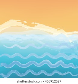 Abstract sea or ocean background with a beach. Vector graphic illustration.