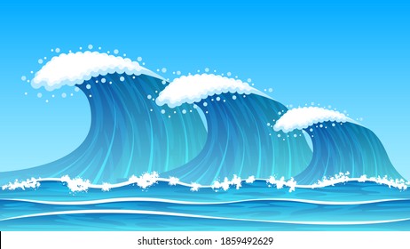 Abstract Sea Ocean Wave Splash Water On Blue Background Vector Design Style