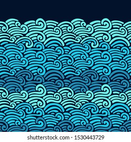 Abstract sea pattern. Vector illustration. The swell on the sea. Ocean waves.