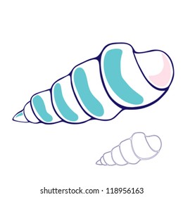 abstract sea shell isolated on white background hand drawn vector