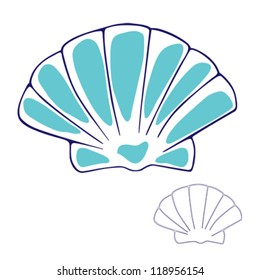 abstract sea shell scallop isolated on white background hand drawn vector